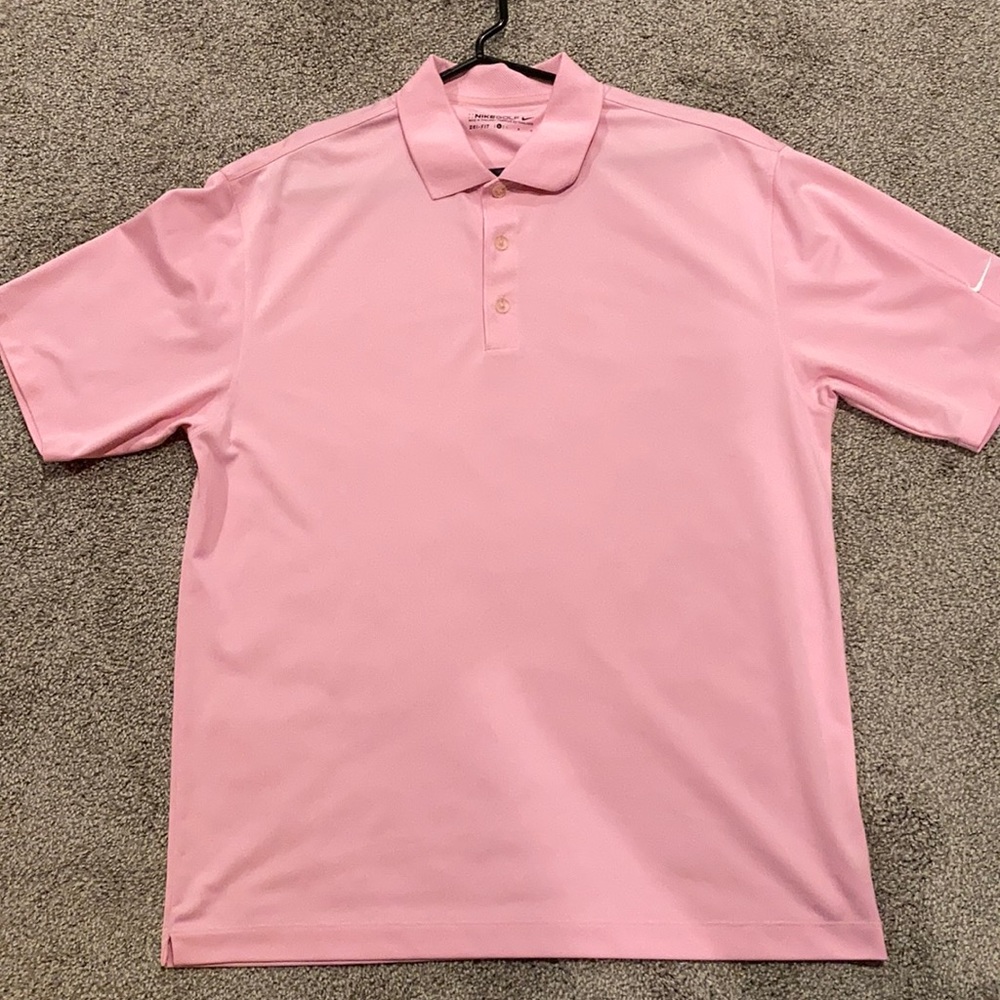 Men’s Nike Dri fit golf polo. Pink, size large